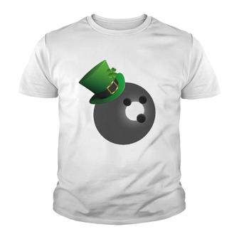 St Patrick's Day Bowling Ball Leprechaun Hat Youth T-shirt | Mazezy