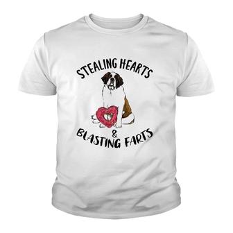 Stealing Hearts Blasting Farts St Bernard Valentine's Day Youth T-shirt | Mazezy