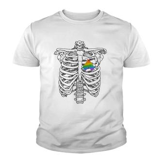 Straight Alliance Ribcage Gift For Straight Ally Pride Flag Youth T-shirt | Mazezy