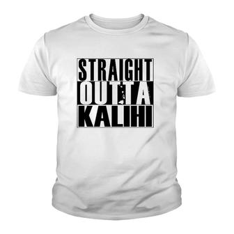 Straight Outta Kalihi Black By Hawaii Nei All Day Pullover Youth T-shirt | Mazezy