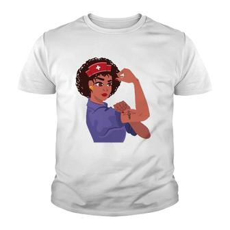 Strong American Black Nurse Lifesaving Angel Hero Youth T-shirt | Mazezy