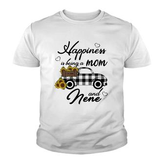 Sunflower Grandma Happiness Is Being A Mom And Nene Youth T-shirt | Mazezy UK