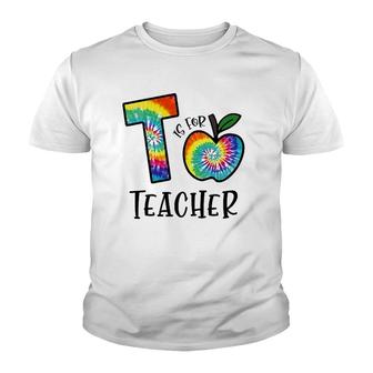 T Is For Teacher Tie Dye Back To School Apple Tie Dye Youth T-shirt | Mazezy