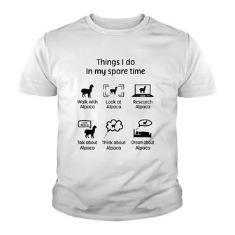 Things I Do - Alpaca Lover Gift Youth T-shirt | Mazezy