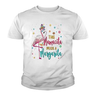 This Mamacita Needs A Margarita Flamingo Drinking Tee Youth T-shirt - Thegiftio UK