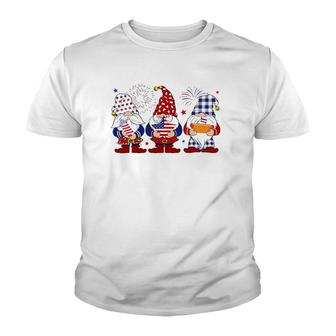 Three Gnomes 4Th Of July Independence Day American Flag Gift Youth T-shirt | Mazezy