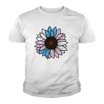 Trans Transgender Sunflower Pride Flag Lgbtq Cool Lgbt Gift Youth T-shirt | Mazezy