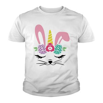 Unicorn Bunny Cat Eggs Hunt Happy Easter Day Youth T-shirt - Seseable