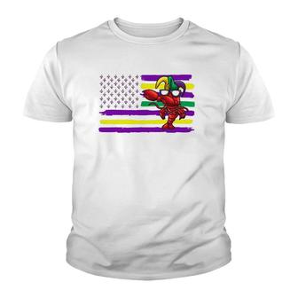 Usa Flag Crawfish Mardi Gras Gift Youth T-shirt | Mazezy