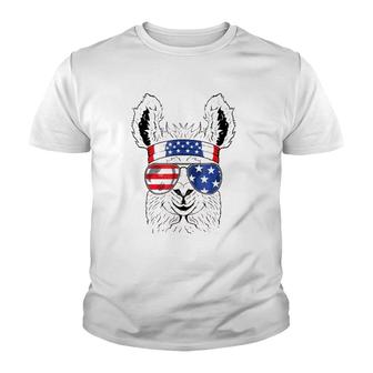 Usa Patriotic Llama July 4Th Alpaca Youth T-shirt | Mazezy
