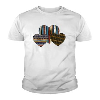 Valentine Three Hearts African American Valentine's Day Youth T-shirt | Mazezy