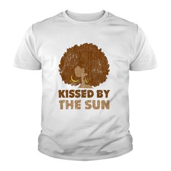 Vintage African Afro Kissed By The Sun Pride Melanin Queen Youth T-shirt | Mazezy
