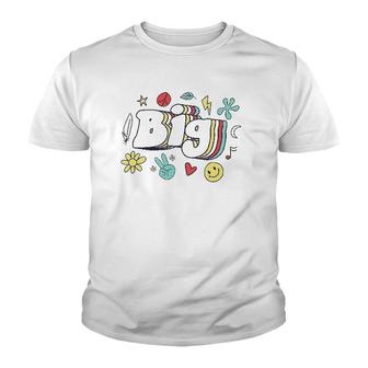Vintage Big Sister Love Peace Sorority Matching Big Sister Youth T-shirt | Mazezy