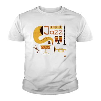 Vintage Jazz Music Musical Instrument Youth T-shirt | Mazezy