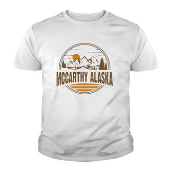 Vintage Mccarthy Alaska Mountain Hiking Souvenir Print Youth T-shirt | Mazezy