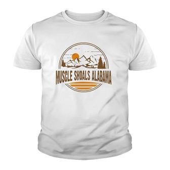 Vintage Muscle Shoals Alabama Mountain Hiking Souvenir Print Youth T-shirt | Mazezy