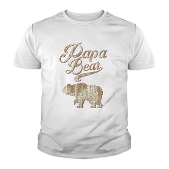 Vintage Papa Bear Dad Father's Day Father Gift Tee Youth T-shirt | Mazezy