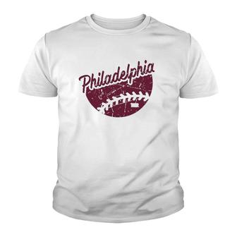 Vintage Philadelphia Baseball Philly Retro Fan Weathered Youth T-shirt | Mazezy CA