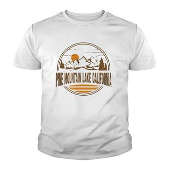 Vintage Pine Mountain Lake California Mountain Hiking Print Pullover Youth T-shirt | Mazezy