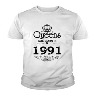 Vintage Queens Are Born In 1991 30Th Birthday Gifts Youth T-shirt | Mazezy