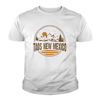Vintage Taos, New Mexico Mountain Hiking Souvenir Print Youth T-shirt | Mazezy