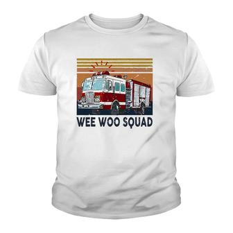 Wee Woo Squad Fire Truck Firefighter Vintage Youth T-shirt | Mazezy