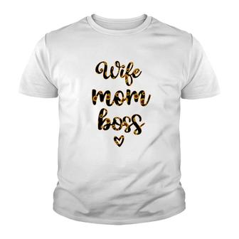 Wife Mom Boss Sunflower Youth T-shirt | Mazezy