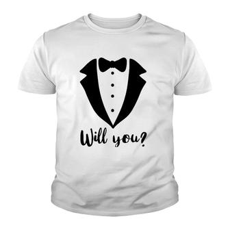 Will You Marry Me Sign Funny Gay Marriage Proposal Man Gift Youth T-shirt | Mazezy