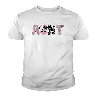 Womens Aunt Of The Birthday For Girl Cow Farm Birthday Cow Auntie Youth T-shirt | Mazezy