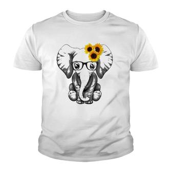 Womens Cute Mama Elephant With Sunflower Gift - You Are My Sunshine V-Neck Youth T-shirt | Mazezy