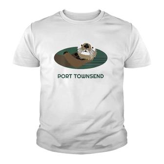 Womens Cute Otter Port Townsend, Wa Coast Resident Fisherman Gift V-Neck Youth T-shirt | Mazezy