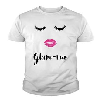 Womens Glam-Ma Grandma Mother's Day Sexy Face Lips Lashes Youth T-shirt | Mazezy