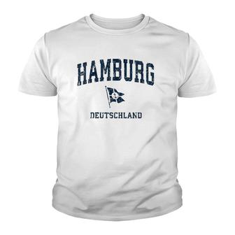Womens Hamburg Germany Vintage Sports Navy Boat Anchor Flag Youth T-shirt | Mazezy UK