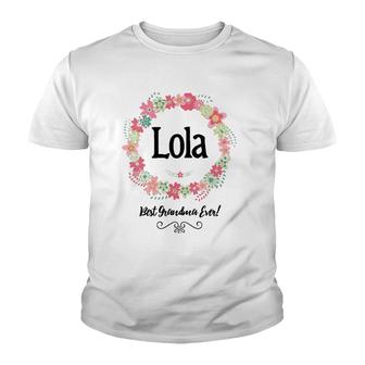 Womens Lola Best Grandma Ever Floral Filipino Grandmother Gift Youth T-shirt | Mazezy