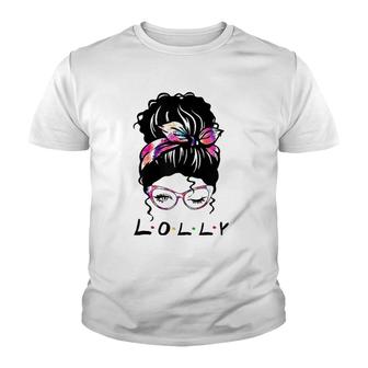 Womens Messy Hair Bun Lolly Life Wink Eye Tie Dye Mother's Day Youth T-shirt | Mazezy