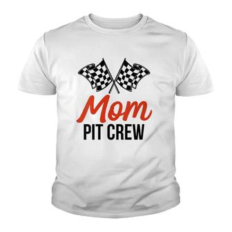 Womens Mom Pit Crew Funny Hosting Car Race Birthday Party V-Neck Youth T-shirt | Mazezy