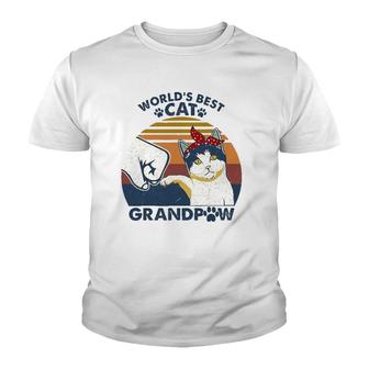 World's Best Cat Grandpaw Vintage Grandpa Cat Lover Youth T-shirt | Mazezy