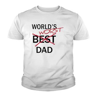 World's Worst Dad Funny Father's Day Gag Gift Youth T-shirt | Mazezy