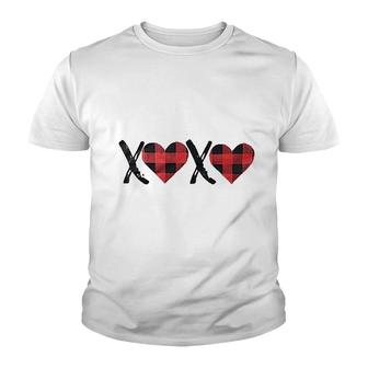 Xoxo Plaid Heart Graphic Youth T-shirt | Mazezy