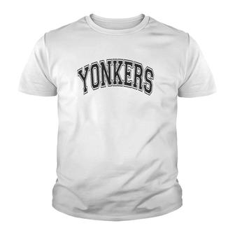 Yonkers Ny Varsity Style Black With Black Text Youth T-shirt | Mazezy