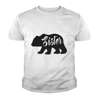 Youth Sister Bear Cute Funny Cool Camping Family For Little Sister Youth T-shirt - Thegiftio