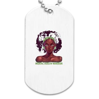 Afro African American Black Woman Mental Health Warrior Black History Dog Tag | Mazezy
