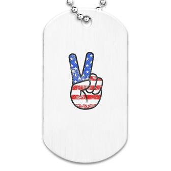 American Flag Peace Sign Hand Dog Tag