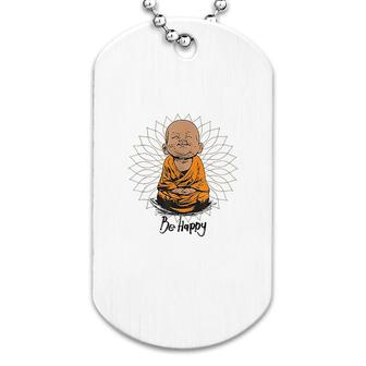 Be Happy Zen Little Buddha Mandala Dog Tag | Mazezy