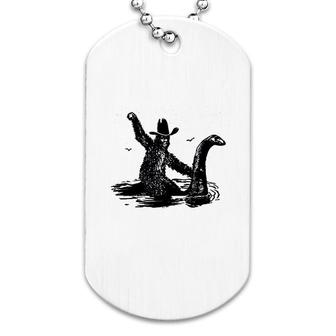 Bigfoot Riding Loch Ness Monster Dog Tag | Mazezy