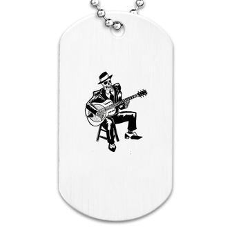 Blues Music Skeleton Bluesman Dog Tag | Mazezy