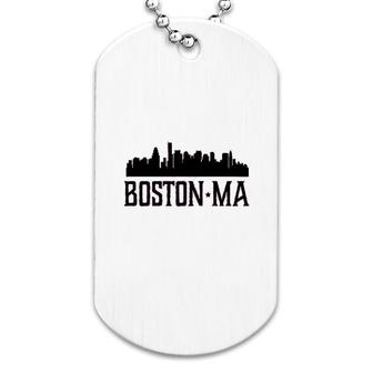 Boston Massachusetts Skyline City Dog Tag | Mazezy