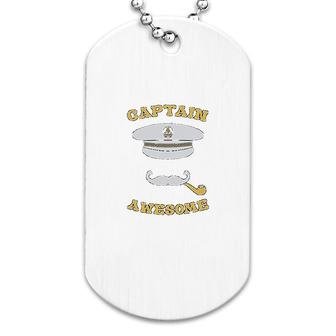 Captain Awesome Fishing Boat Gift Dog Tag | Mazezy