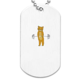 Cat Lifting Weights Dog Tag | Mazezy