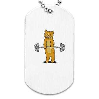 Cat Lifting Weights Dog Tag | Mazezy
